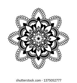 Flower Mandala. Vintage decorative elements. Oriental pattern, vector illustration. Islam, Arabic, Indian, moroccan,spain, turkish, pakistan, chinese, mystic, ottoman motifs. Coloring book page