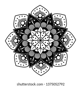 Flower Mandala. Vintage decorative elements. Oriental pattern, vector illustration. Islam, Arabic, Indian, moroccan,spain, turkish, pakistan, chinese, mystic, ottoman motifs. Coloring book page
