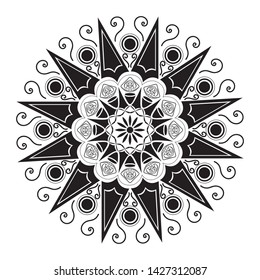 Flower Mandala. Vintage decorative elements. Oriental pattern, vector illustration. Islam, Arabic, Indian, moroccan, turkish, pakistan, chinese, mystic, ottoman motifs. Coloring book page