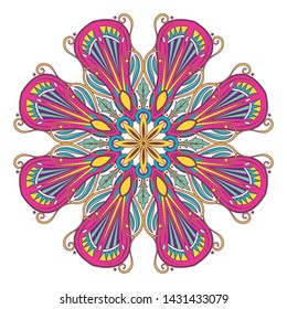Flower Mandala. Vintage decorative elements. Oriental pattern, vector illustration.