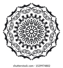 Flower Mandala. Vintage decorative elements. Oriental pattern, vector illustration. Islam, Arabic, Indian, moroccan,spain, turkish, pakistan, chinese, mystic, ottoman motifs. Coloring book page
