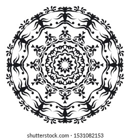 Flower Mandala. Vintage decorative elements. Oriental pattern, vector illustration. Islam, Arabic, Indian, moroccan,spain, turkish, pakistan, chinese, mystic, ottoman motifs. Coloring book page