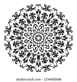 Flower Mandala. Vintage decorative elements. Oriental pattern, vector illustration. Islam, Arabic, Indian, moroccan,spain, turkish, pakistan, chinese, mystic, ottoman motifs. Coloring book page