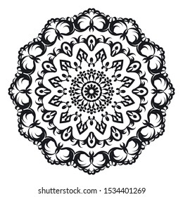 Flower Mandala. Vintage decorative elements. Oriental pattern, vector illustration. Islam, Arabic, Indian, moroccan,spain, turkish, pakistan, chinese, mystic, ottoman motifs. Coloring book page
