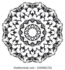 Flower Mandala. Vintage decorative elements. Oriental pattern, vector illustration. Islam, Arabic, Indian, moroccan,spain, turkish, pakistan, chinese, mystic, ottoman motifs. Coloring book page