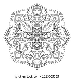 Flower Mandala. Vintage decorative elements. Oriental pattern, vector illustration. Islam, Arabic, Indian, moroccan,spain, turkish, pakistan, chinese, mystic, ottoman motifs. 
 Coloring book page. 