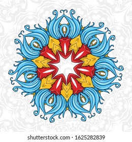 Flower Mandala. Vintage decorative elements. Oriental pattern, vector illustration. Islam, Arabic, Indian, moroccan,spain, turkish, pakistan, chinese, mystic, ottoman motifs. Coloring book page