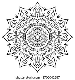 Flower Mandala. Vintage decorative elements. Oriental pattern, vector illustration. Islam, Arabic, Indian, moroccan,spain, turkish, pakistan, chinese, mystic, ottoman motifs. Coloring book page