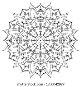 Blume Mandala. Vintage dekorative Elemente. Orientalisches Muster, Vektorgrafik. Islam, arabisch, indisch, marokkanisch, spain, türkisch, pakistanisch, chinesisch, mystisch, ottomanisch. Farbbuchseite
