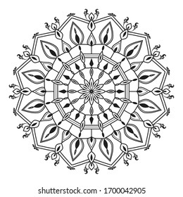 Flower Mandala. Vintage decorative elements. Oriental pattern, vector illustration. Islam, Arabic, Indian, moroccan,spain, turkish, pakistan, chinese, mystic, ottoman motifs. Coloring book page