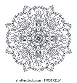 Flower Mandala. Vintage decorative elements. Oriental pattern, vector illustration. Islam, Arabic, Indian, moroccan,spain, turkish, pakistan, chinese, mystic, ottoman motifs. Coloring book page. Ramad