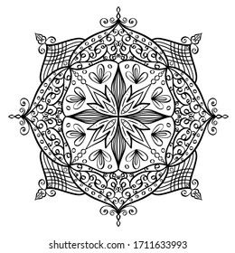 Flower Mandala. Vintage decorative elements. Coloring book page.