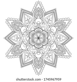 Flor Mandala. Elementos decorativos de época. Patrón oriental, ilustración vectorial. Motivos de la página del libro de colores. La decoración es de estilo étnico oriental.