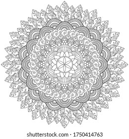 Flower Mandala. Vintage decorative elements. Oriental pattern, vector illustration. Islam, Arabic, Indian, moroccan, spain, turkish, pakistan, chinese, mystic, ottoman motifs. Coloring book page