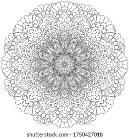 Blume Mandala. Vintage dekorative Elemente. Orientalisches Muster, Vektorgrafik. Islam, arabisch, indisch, marokkanisch, spain, türkisch, pakistan, chinesische, mystische, ottomanische Motive. Farbige Buchseite.