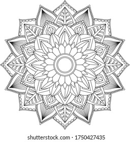 Flower Mandala. Vintage decorative elements. Oriental pattern, vector illustration. Islam, Arabic, Indian, moroccan, spain, turkish, pakistan, chinese, mystic, ottoman motifs. Coloring book page 