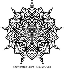 Flower Mandala. Vintage decorative elements. Oriental pattern, vector illustration. Islam, Arabic, Indian, moroccan,spain, turkish, pakistan, chinese, mystic, ottoman motifs. Coloring book page.