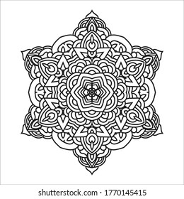 Flor Mandala. Elementos decorativos de época. Patrón oriental, ilustración vectorial. Islam, árabe, indio, marroquí, españa, turco, pakistán, chino, místico, otomano. página del libro de coloreado