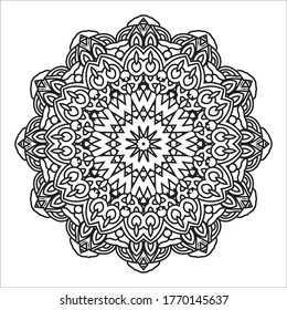 Flower Mandala. Vintage decorative elements. Oriental pattern, vector illustration. Islam, Arabic, Indian, moroccan,spain, turkish, pakistan, chinese, mystic, ottoman motifs. Coloring book page