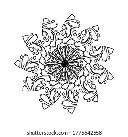 Flower Mandala. Vintage decorative elements. Oriental pattern, vector illustration. Coloring book page
