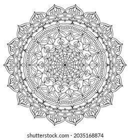 Flower Mandala. Vintage decorative elements. Oriental pattern, vector illustration. Islam, Arabic, Indian, moroccan,spain, turkish, pakistan, chinese, mystic, ottoman motifs. Coloring book page.