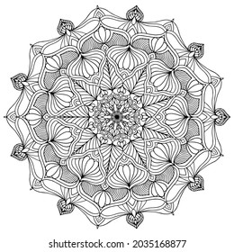 Flower Mandala. Vintage decorative elements. Oriental pattern, vector illustration. Islam, Arabic, Indian, moroccan,spain, turkish, pakistan, chinese, mystic, ottoman motifs. Coloring book page.