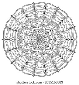 Flower Mandala. Vintage decorative elements. Oriental pattern, vector illustration. Islam, Arabic, Indian, moroccan,spain, turkish, pakistan, chinese, mystic, ottoman motifs. Coloring book page.