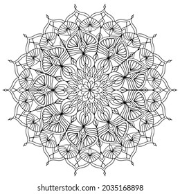 Flower Mandala. Vintage decorative elements. Oriental pattern, vector illustration. Islam, Arabic, Indian, moroccan,spain, turkish, pakistan, chinese, mystic, ottoman motifs. Coloring book page.
