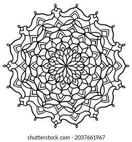 Flower Mandala Vintage Decorative Elements Oriental. Flower Mandala Design 2021. Vector Monochrome Mandala. Ethnic Decorative Element. Round Abstract Object Isolated On White Background.