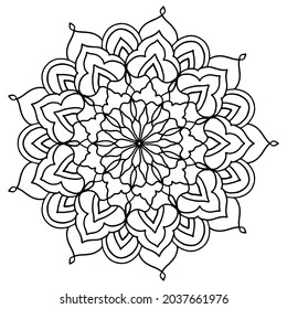Blume Mandala Vintage Dekorative Elemente Oriental. Blume Mandala Design 2021. Vector Monochrome Mandala. Ethnische Dekorative Elemente. Rund abstraktes Objekt einzeln auf weißem Hintergrund.