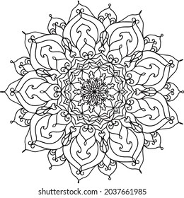 Flower Mandala Vintage Decorative Elements Oriental. Flower Mandala Design 2021. Vector Monochrome Mandala. Ethnic Decorative Element. Round Abstract Object Isolated On White Background.