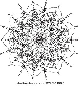 Flower Mandala Vintage Decorative Elements Oriental. Flower Mandala Design 2021. Vector Monochrome Mandala. Ethnic Decorative Element. Round Abstract Object Isolated On White Background.