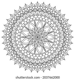 Flores Mandala Vintage Elementos Decorativos Orientales. Flor Mandala Design 2021. Mandala monocroma vectorial. Elemento decorativo étnico. Objeto Resumen Redondo Aislado En Fondo Blanco.