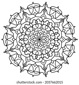 Flower Mandala Vintage Decorative Elements Oriental. Flower Mandala Design 2021. Vector Monochrome Mandala. Ethnic Decorative Element. Round Abstract Object Isolated On White Background.