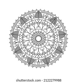 Flower Mandala. Vintage decorative elements. Oriental pattern, vector illustration. Islam, Arabic, Indian, moroccan,spain, turkish, pakistan, chinese, mystic, ottoman motifs, black outlines on isolate