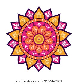 Flor Mandala. Elementos decorativos de época. Patrón oriental, ilustración vectorial. Motivos islámicos, árabes, indios, marroquíes, españa, turcos, pakistán, chinos, místicos, otomanos