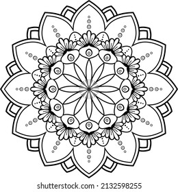 Flower Mandala. Vintage decorative elements. Oriental pattern, vector illustration. Islam, Arabic, Indian, moroccan,spain, turkish, pakistan, chinese, Coloring book page.