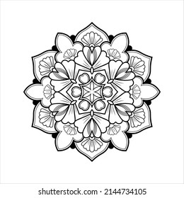 Flower Mandala. Vintage decorative elements. Oriental pattern, vector illustration. Islam, Arabic, Indian, moroccan,spain, turkish, pakistan, chinese, mystic, ottoman motifs. Coloring book page