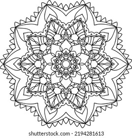 Blume Mandala. Vintage dekorative Elemente. Orientalische Zeichnung, Vektorgrafik. Islam, arabische, indische, marokkanische, spanische, türkische, pakistanische, chinesische, mystische, ottomanische Motive. Farbige Buchseite.