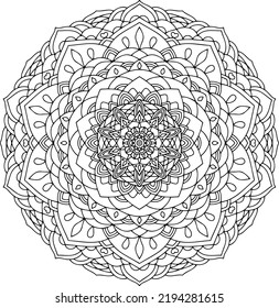 Flower Mandala. Vintage decorative elements. Oriental drawing, vector illustration. Islam, Arabic, Indian, Moroccan, Spanish, Turkish, Pakistani, Chinese, mystical, ottoman motifs. Coloring book page.