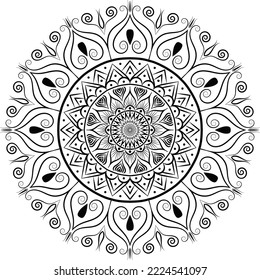 Flower Mandala. Vintage decorative elements. Oriental pattern, vector illustration. Arabic, Indian, Moroccan, Turkish, Chinese, mystic, ottoman motifs. Coloring book page