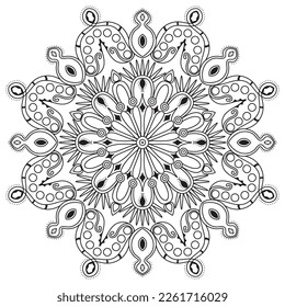 Flower Mandala. Vintage decorative elements. Oriental pattern, vector illustration. Islam, Arabic, Indian, moroccan,spain, turkish, pakistan, chinese, mystic, ottoman motifs. Coloring book page