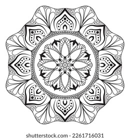 Flor Mandala. Elementos decorativos de época. Patrón oriental, ilustración vectorial. Islam, árabe, indio, marroquí, españa, turco, pakistán, chino, místico, otomano. página del libro de coloreado