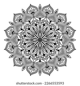 Flower Mandala. Vintage decorative elements. Oriental pattern, vector illustration. Islam, Arabic, Indian, Moroccan, Spain, Turkish, Pakistan, Chinese, mystic, ottoman motifs. Coloring book page