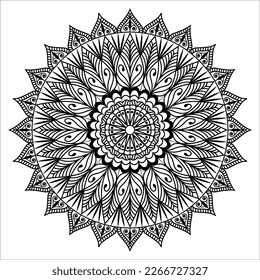 Flower Mandala. Vintage decorative elements. Oriental pattern, vector illustration. Islam, Arabic, Indian, Moroccan,Spain, Turkish, Pakistan, Chinese, mystic, ottoman motifs. Coloring book page.