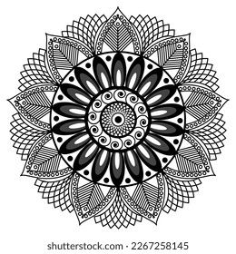 Flower Mandala. Vintage decorative elements. Oriental pattern, vector illustration. Islam, Arabic, Indian, Moroccan,Spain, Turkish, Pakistan, Chinese, mystic, ottoman motifs. Coloring book page.