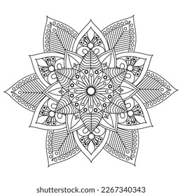 Blume Mandala. Vintage dekorative Elemente. Orientalisches Muster, Vektorgrafik. Islam, arabisch, indisch, marokkanisch, Spanien, türkisch, pakistanisch, chinesisch, mystisch, ottomanisch. Farbige Buchseite.