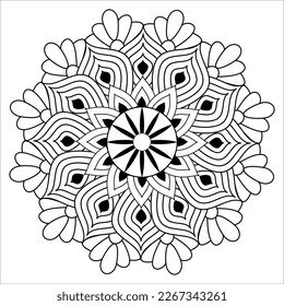 Flower Mandala. Vintage decorative elements. Oriental pattern, vector illustration. Islam, Arabic, Indian, Moroccan, Spain, Turkish, Pakistan, Chinese, mystic, ottoman motifs. Coloring book page.