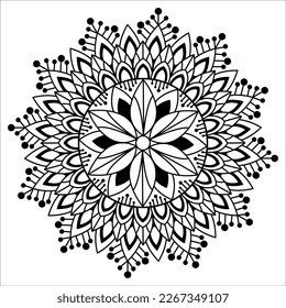 Flower Mandala. Vintage decorative elements. Oriental pattern, vector illustration. Islam, Arabic, Indian, Moroccan, Spain, Turkish, Pakistan, Chinese, mystic, ottoman motifs. Coloring book page.