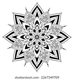 Flower Mandala. Vintage decorative elements. Oriental pattern, vector illustration. Islam, Arabic, Indian, Moroccan, Spain, Turkish, Pakistan, Chinese, mystic, ottoman motifs. Coloring book page.